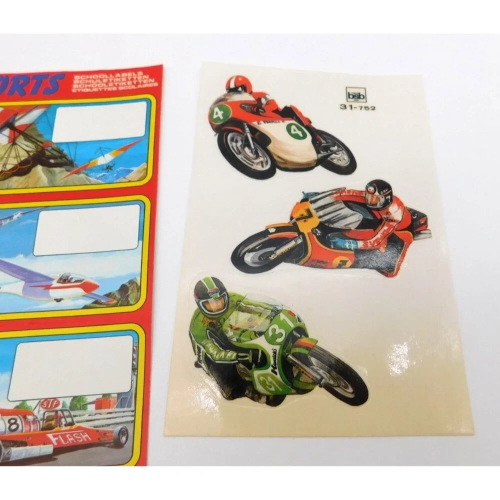 Lot of Vintage Motorcycle Sports Dirt Bike Vehicle Stickers School Labels 1980s
